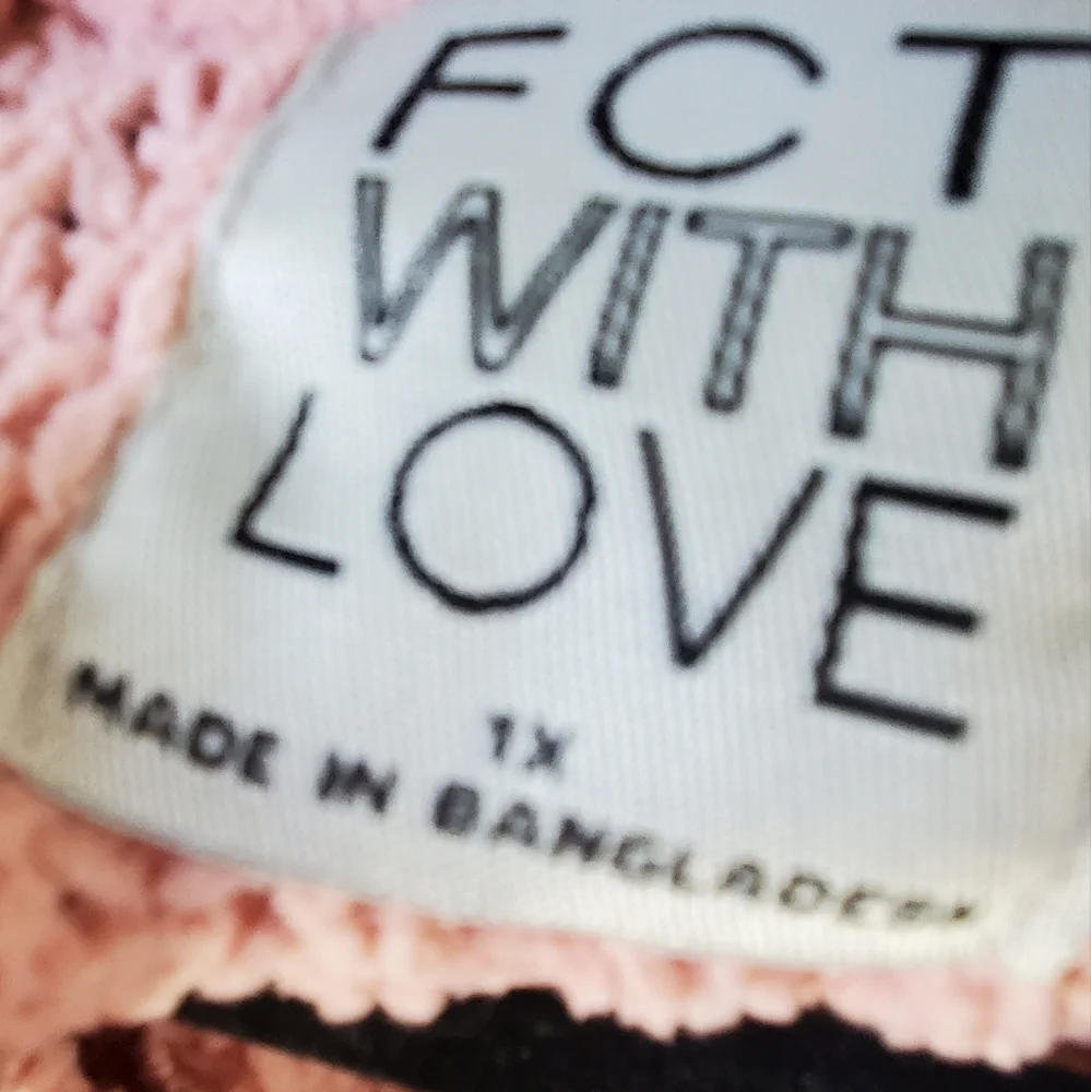FCT with Love Women's Pink Cable Knit with Fringe Sweater Size 1x